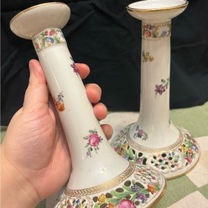Schumann Bavaria Dresden 7” Porcelain Candlestick holders - set of 2